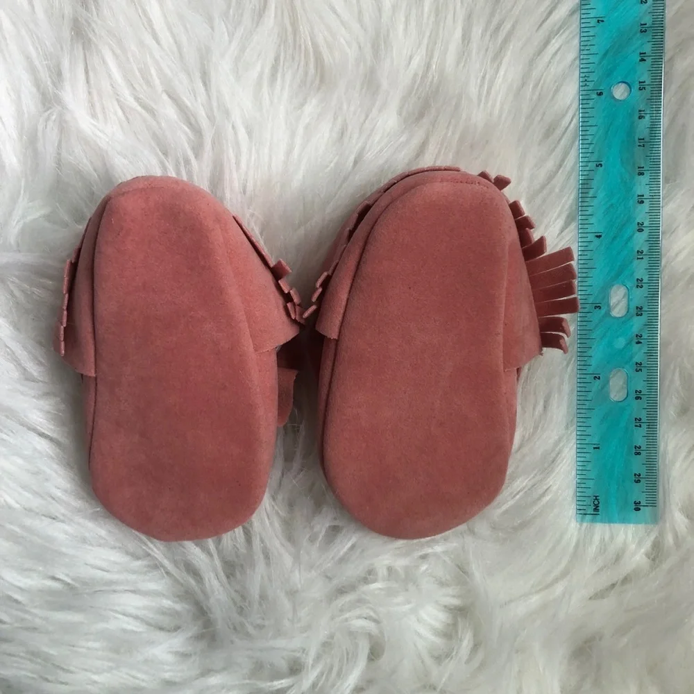 Pink faux suede 6-12M baby girl moccasin shoes